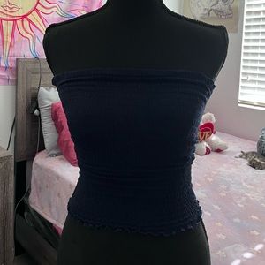 navy blue ruffled crop top